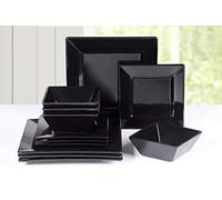 Waterside - 12 Piece Black Soho Square Stoneware Dinner Set