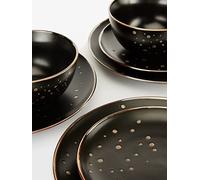 12-Piece Ebony and Gold Dinner Set, Multi
