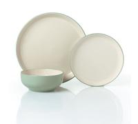 Waterside 12pc Mysa Cream & Green Dinner Set