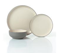 Waterside 12Pc 2Tone Grey/cream Stoneware Dinner Set