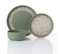 Waterside 12pc Aura Sage Green Stoneware Dishwasher & Microwave Safe