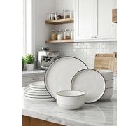 12Pc Stackable Black Rim Dinner Set