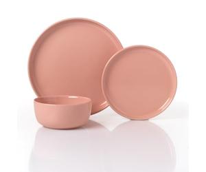 Waterside 12pc Blush Pink Lipped Stoneware Dinner Set