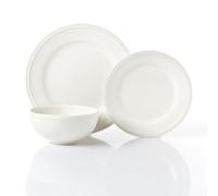 Waterside 12pc Boston Cream Embossed Ring Dinner Set