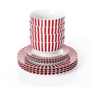 Waterside 12pc Burgundy Stripe Porcelain Dinner Set