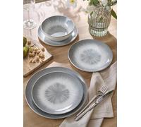 Waterside 12pc Grey Star Dinner Set | 12 Piece Set, Grey Star Design