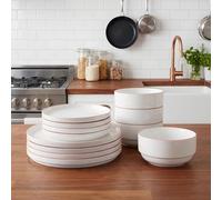 Waterside 12pc Orange Rim Porcelain Dinner Set | Stacking