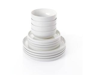 Waterside 12pc Pearl White Lipped Porcelain Dinner Set