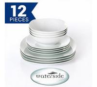 Waterside 12Pc White Porcelain Square Dinner Set