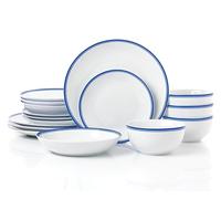 16pc St Ives Porcelain Dinner Set - Blue Rings