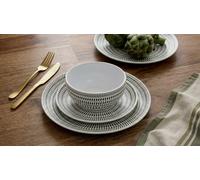 Waterside White & Black Dash Stoneware Dinner Set, 16pc