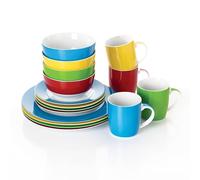 Waterside 16pc Porcelain Multi Colour Dinnerware Set