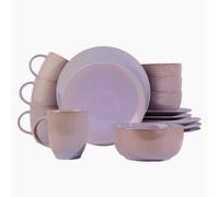 Waterside 16pc Reactive Glaze Purple Dinner Set, Purple