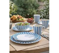 Waterside 24 Blue Stripe Dinner Set Blue