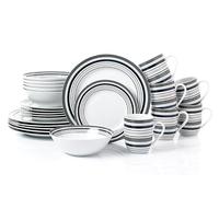 24pc Brompton Grey Stripe Dinner Set