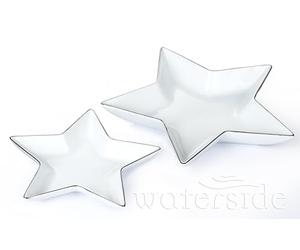 Waterside - 2pc Silver Rim Star Serving Plates