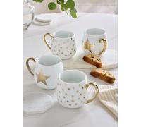 Set of 4 Gold Star Hug Mugs