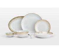 Waterside - 50 Piece Gold Sparkle Porcelain Dinner Set