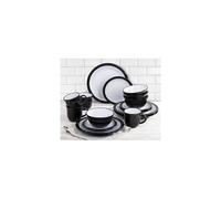 Waterside Fine China 16 Piece Black Camden Dinner Set, 5838