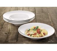 Waterside Fine China 4 Piece Large White Pasta Bowls