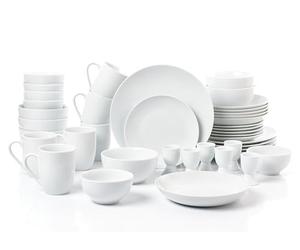 Waterside Fine China 42 Piece Simply White Coupe Dinner Set