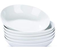 Waterside Fine China 6 Piece White Pasta Bowl Set