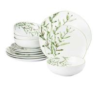 Waterside Leaf Artisan 12 Piece Porcelain Dinner Set Natural