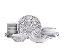 Waterside White & Black Dash Stoneware Dinner Set, 16pc