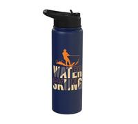 Waterskiing Water Skiing Ski Typography Apparel Stainless Steel Insulated Water Bottle