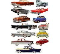 Waterslide Decals (each decal 1.5x3.5, pack 13 pcs) Classic Cars America Fifties Ford Chevy Cadillac FLONZ Vintage by Flonz