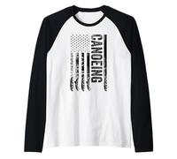Watersports Canoeing US Flag Canoe Canoeist Raglan Baseball Tee