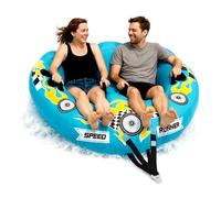 Watersports Inflatable Towable Booster Tube - Two Person Water Boating Float Tow Raft, Inflatable Pull Boats/Tubes/Towables w/Dual Seats, PVC Bladder, Foam Pad, Nylon Handles
