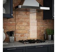 Waterstone Clear Glass Kitchen Splashback Splatter Screen Pre Drilled Holes Wall Hanging Fixings Included (60 x 60cm) - 7 Sizes