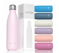 WATERSY Stainless Steel Insulated Water Bottle, Double Walled Metal Vacuum Flask Keep 24 Hrs Cold & 12 Hrs Hot Thermal Metal Sports Bottles 500ml BPA Free for Outdoor,Gym, School (Cherry Blossoms)