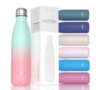 WATERSY Stainless Steel Insulated Water Bottle, Double Walled Metal Vacuum Flask Keep 24 Hrs Cold & 12 Hrs Hot Thermal Metal Sports Bottles 500ml BPA Free for Outdoor, Work, Gym, School (Aqua Pink)