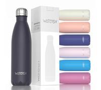 WATERSY Stainless Steel Insulated Water Bottle, Double Walled Metal Vacuum Flask Keep 24 Hrs Cold & 12 Hrs Hot Thermal Metal Sports Bottles 500ml BPA Free for Outdoor, Work, Gym, School (Dark purple)