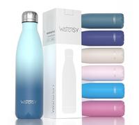 WATERSY Stainless Steel Insulated Water Bottle, Double Walled Metal Vacuum Flask Keep 24 Hrs Cold & 12 Hrs Hot Thermal Metal Sports Bottles 500ml BPA Free for Outdoor, Work, Gym, School (Deux Blue)