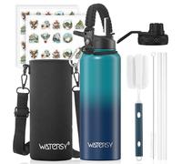 WATERSY Stainless Steel Vacuum Insulated Water Bottle 40oz, Drink Flask Metal Water Bottles 1200ml with 2 Lids Leakproof (Straw Lid and Spout Lid) Keep 24 Hours Cold Drinks for Sport, Work, Travel