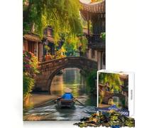 Waterway in Traditional Chinese Town 1000 Piece Jigsaw Puzzles Clear Thinking Soft Distraction Precise Edges Meaningful Gift (50x75cm)