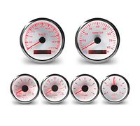WATERWICH 6 Gauge Set with GPS Speedometer Tachometer Oil Pressure Water Temperature Voltmeter Fuel Level Gauge Meter Kit for Car Truck Vehicle Automotive Boat Marine