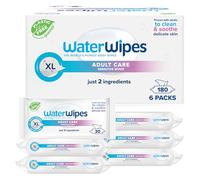 WaterWipes Adult Care Sensitive Body & Intimate Hygiene Wipes, 180 Wipes (6 Packs), 99.9% Water, 3-In-1 Cleans, Cares, Protects, Unscented, Packaging May Vary