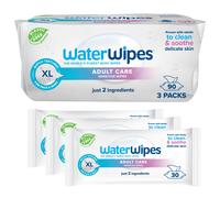 WaterWipes Adult Care Sensitive Body & Intimate Hygiene Wipes, 90 Wipes (3 Packs), Extra Large Textured, 99.9% Water-Based, For Everyday Personal Use