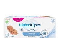 WaterWipes Sensitive+ Newborn & Baby Wipes, 360 Count (6 Packs), 3-In-1 Cleans, Cares, Protects, 99.9% Water, Unscented