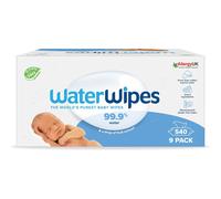 WaterWipes Baby Wipes 9x60 Pack Sensitive Newborn Biodegradable Unscented, 99.9% water (540 Wet Wipes), White (Packaging may vary)