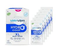 WaterWipes HydroCool Cooling Wipes, XL Body Cleaning Wipe, Stay Fresh & Cool On-the-Go Instant Skin Cooling, Odour & Sweat Removal, Ideal for Gym, Travel & Outdoor Use, 108 Count (6 Packs)
