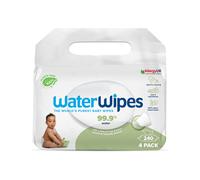 WaterWipes Plastic-Free Textured Clean, Toddler & Baby Wipes, 240 Count (4 Packs), 99.9% Water Based Wipes, Unscented for Sensitive Skin