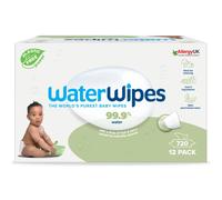 WaterWipes Plastic-Free Textured Clean, Toddler & Baby Wipes, 720 Count (12 Packs), 99.9% Water Based Wipes, Unscented for Sensitive Skin (Packing May