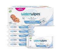 WaterWipes Sensitive+ Newborn & Baby Wipes, 360 Count (6 Packs), 3-In-1 Cleans, Cares, Protects, 99.9% Water, Unscented
