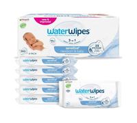 WaterWipes Sensitive+ Newborn & Baby Wipes, 360 Count (6 Packs), 3-In-1 Cleans, Cares, Protects, 99.9% Water, Unscented