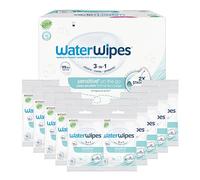 WaterWipes Sensitive+ On The Go Wipes, 100 Count (10 Packs), 3-In-1 Cleans, Cares, Protects, 99.9% Water, Unscented Wet Wipes